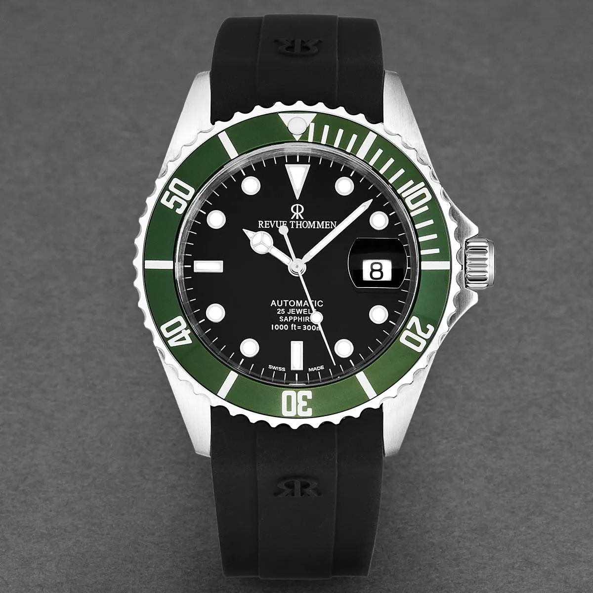 Revue Thommen Men's 'Diver' Black Dial Rubber Strap Swiss Automatic Watch  17571.2834