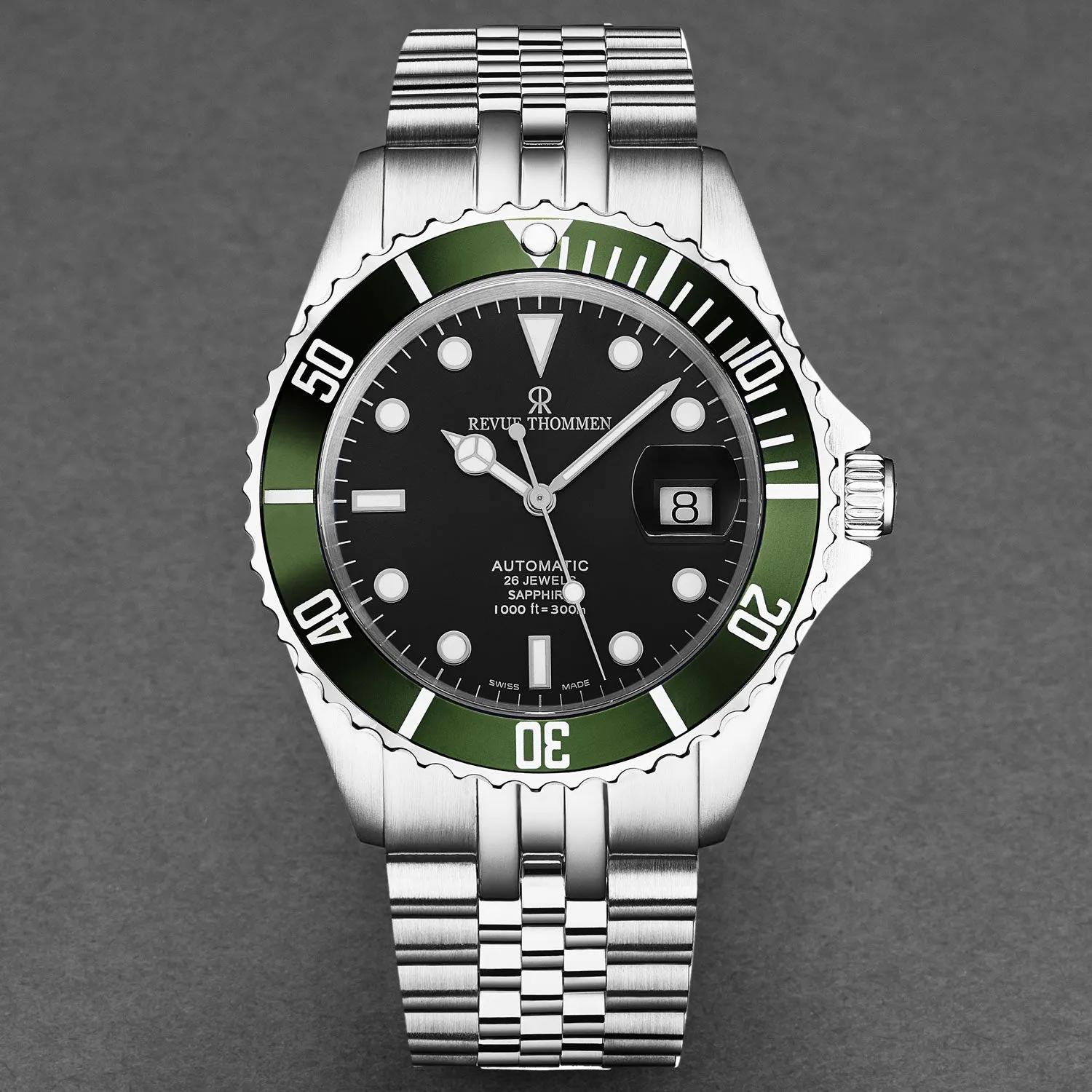 Revue Thommen Men's 'Diver' Black Dial Stainless Steel Bracelet Automatic Watch 17571.2234