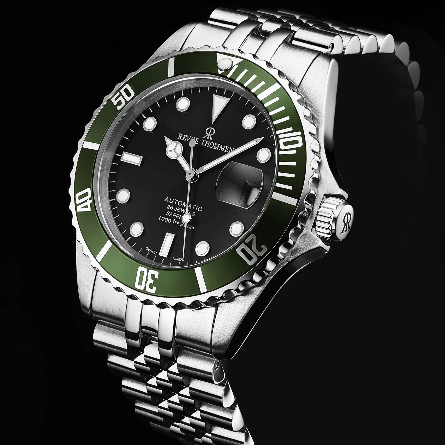 Revue Thommen Men's 'Diver' Black Dial Stainless Steel Bracelet Automatic Watch 17571.2234