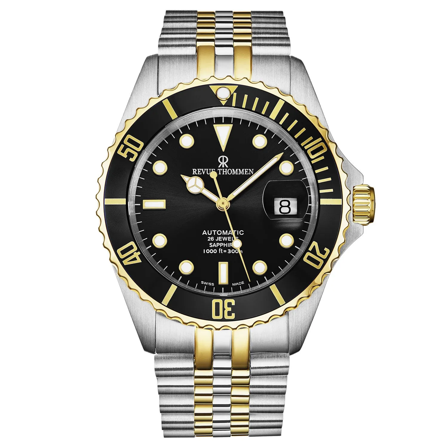 Revue Thommen Men's 'Diver' Black Dial Two Tone Stainless Steel Bracelet Automatic Watch 17571.2247