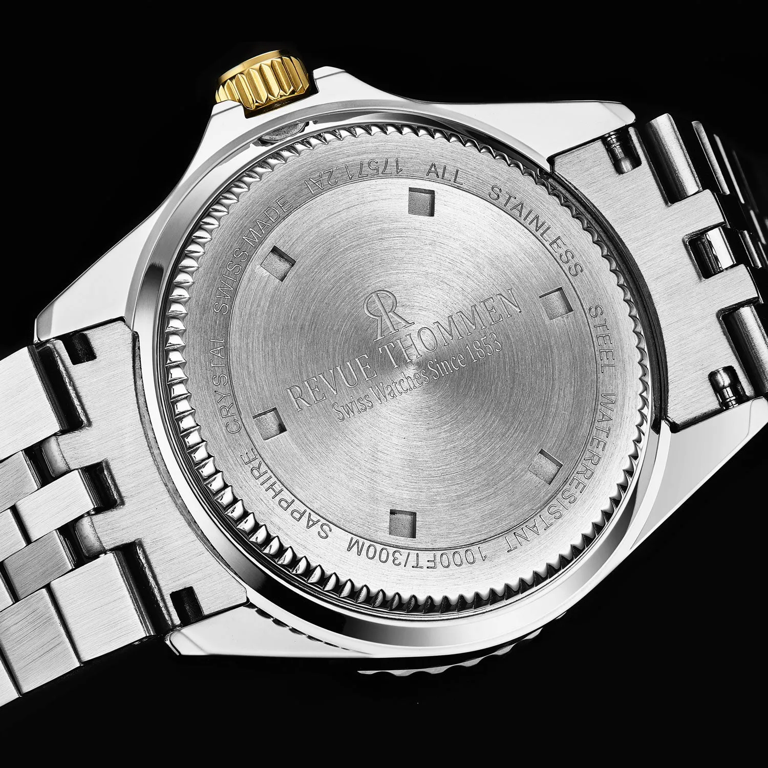 Revue Thommen Men's 'Diver' Black Dial Two Tone Stainless Steel Bracelet Automatic Watch 17571.2247