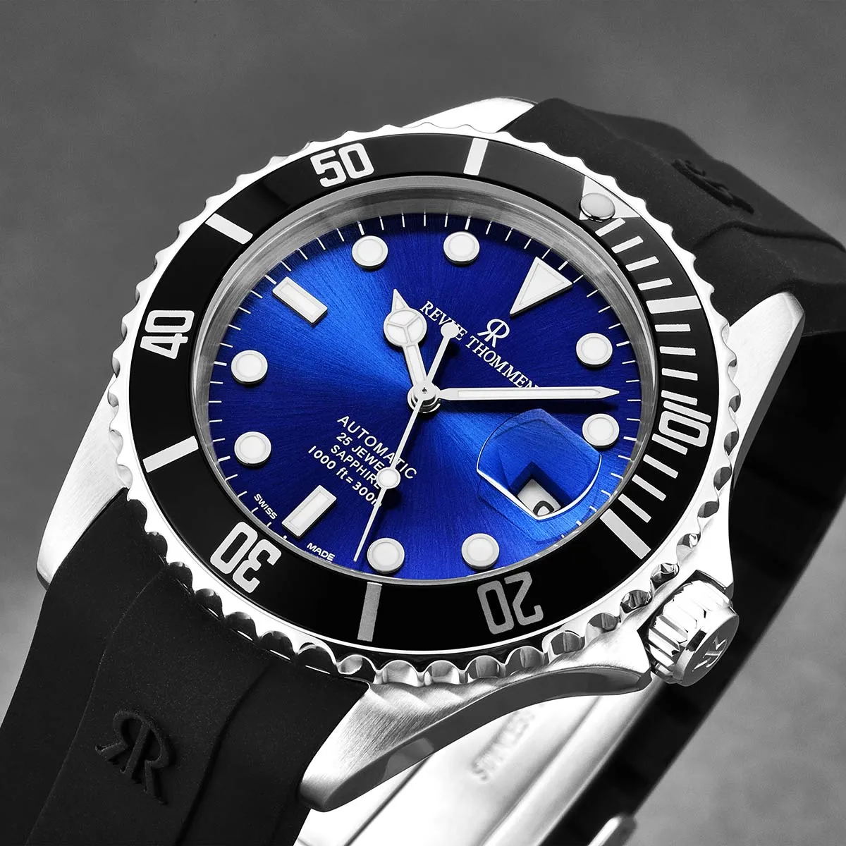 Revue Thommen Men's 'Diver' Blue Dial Rubber Strap Swiss Automatic Watch  17571.2823
