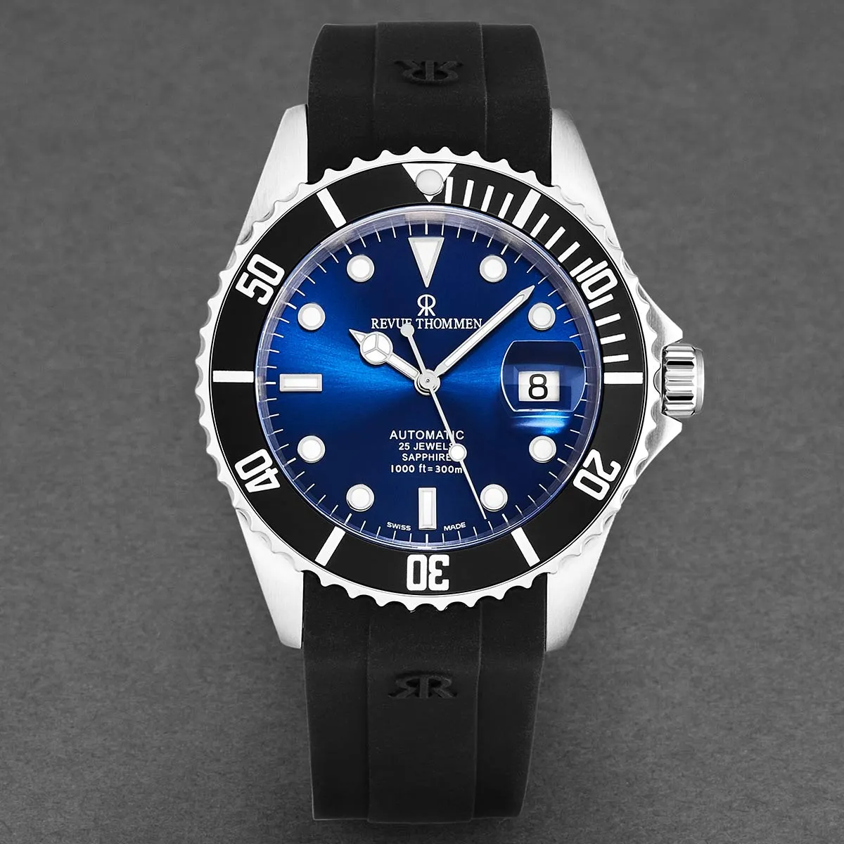 Revue Thommen Men's 'Diver' Blue Dial Rubber Strap Swiss Automatic Watch  17571.2823