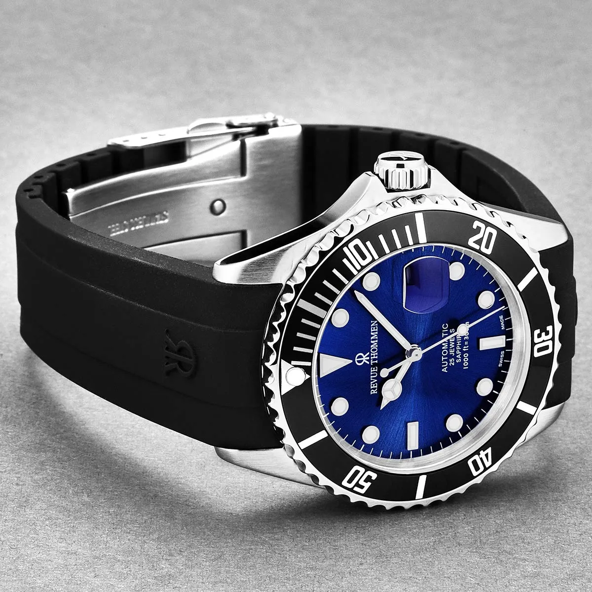 Revue Thommen Men's 'Diver' Blue Dial Rubber Strap Swiss Automatic Watch  17571.2823