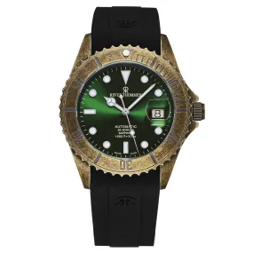 Revue Thommen Men's 'Diver' Green Dial Black Rubber Gunmetal Automatic Watch 17571.2884