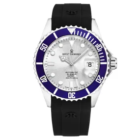 Revue Thommen Men's 'Diver' Silver Dial Rubber Strap Swiss Automatic Watch  17571.2825