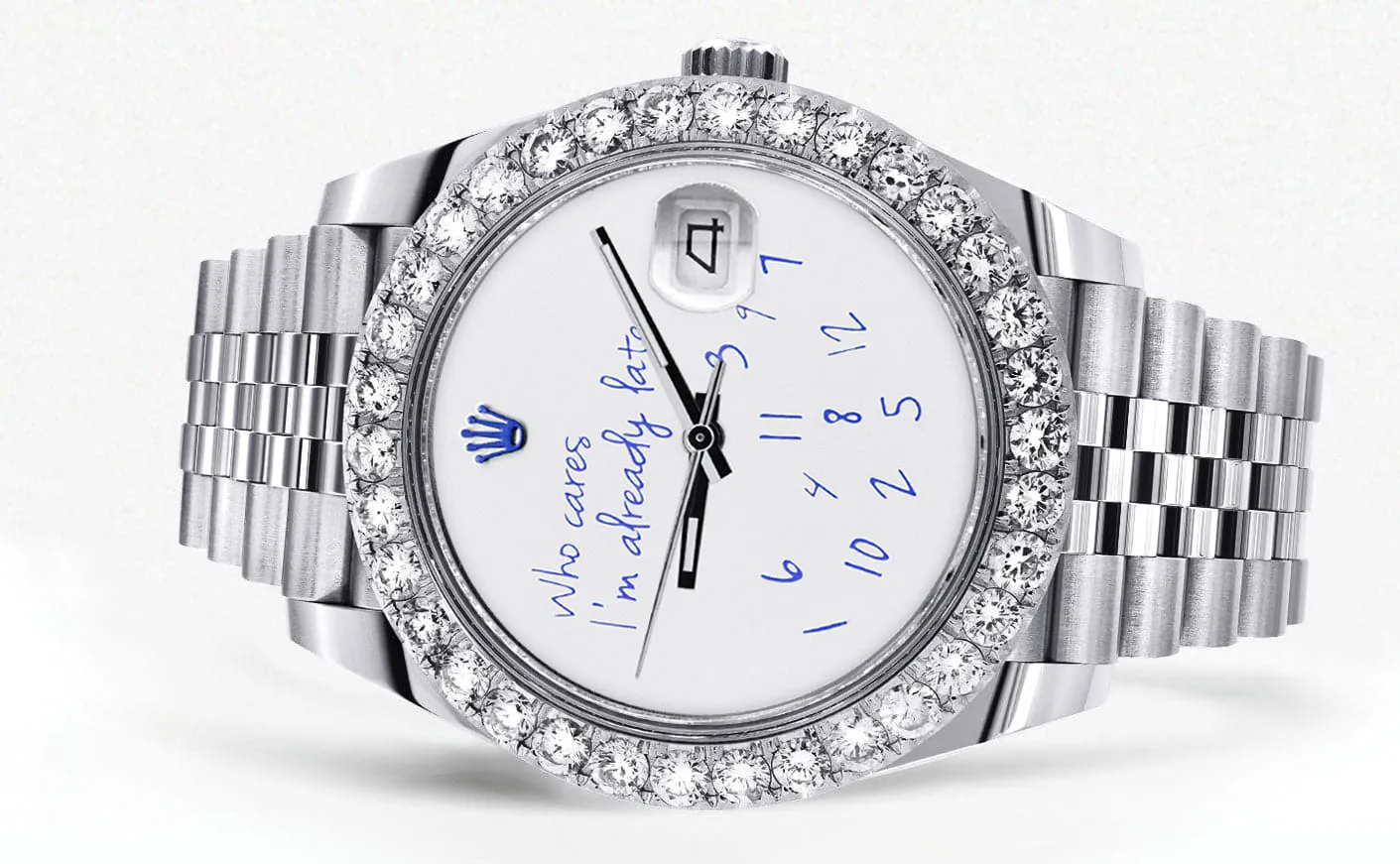 RLX Date just II Watch | 41 MM | "Who Cares I'm Already Late" Custom Dial | Jubilee Band