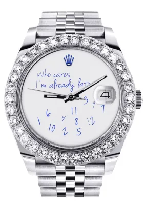 RLX Date just II Watch | 41 MM | "Who Cares I'm Already Late" Custom Dial | Jubilee Band