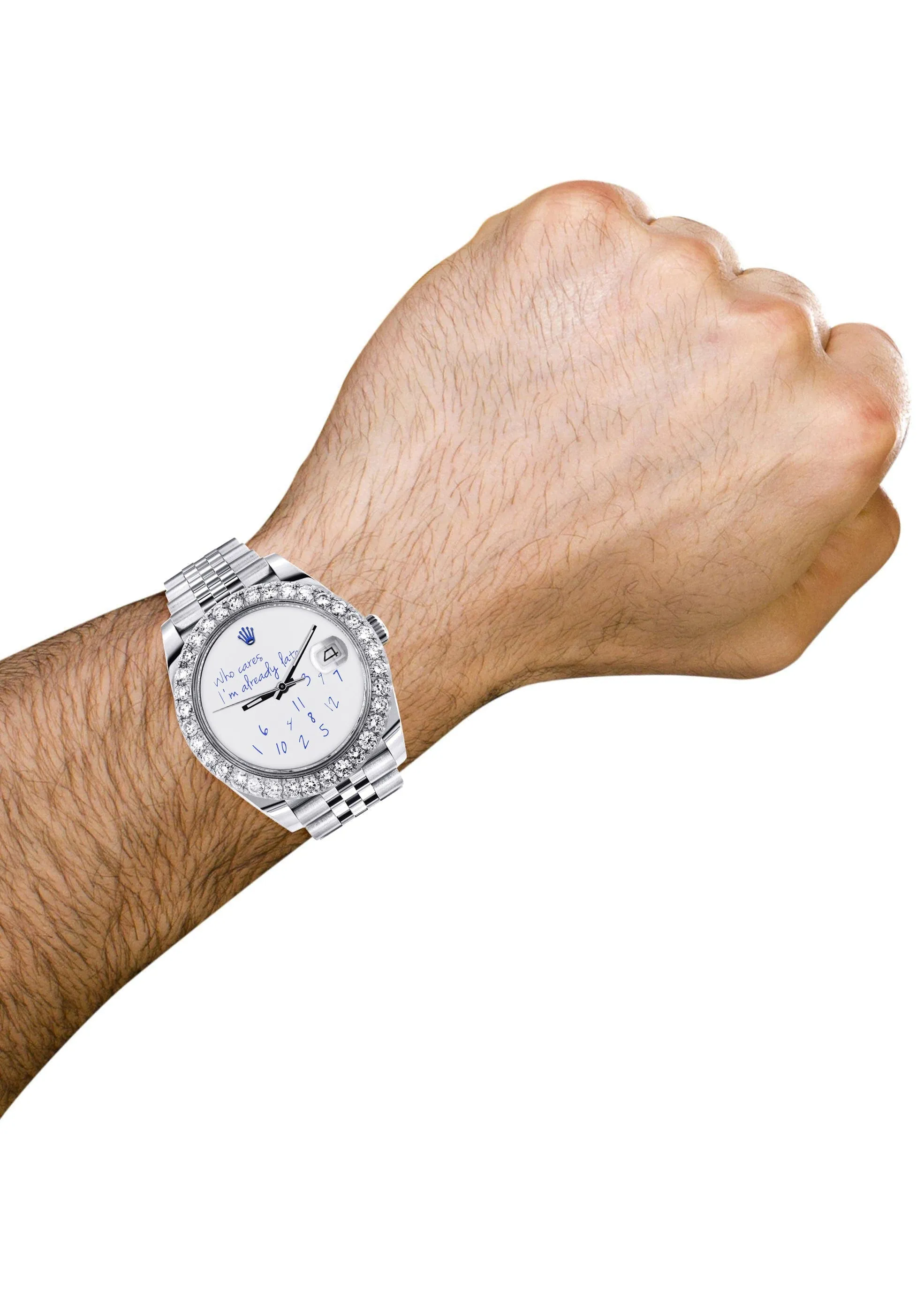 RLX Date just II Watch | 41 MM | "Who Cares I'm Already Late" Custom Dial | Jubilee Band