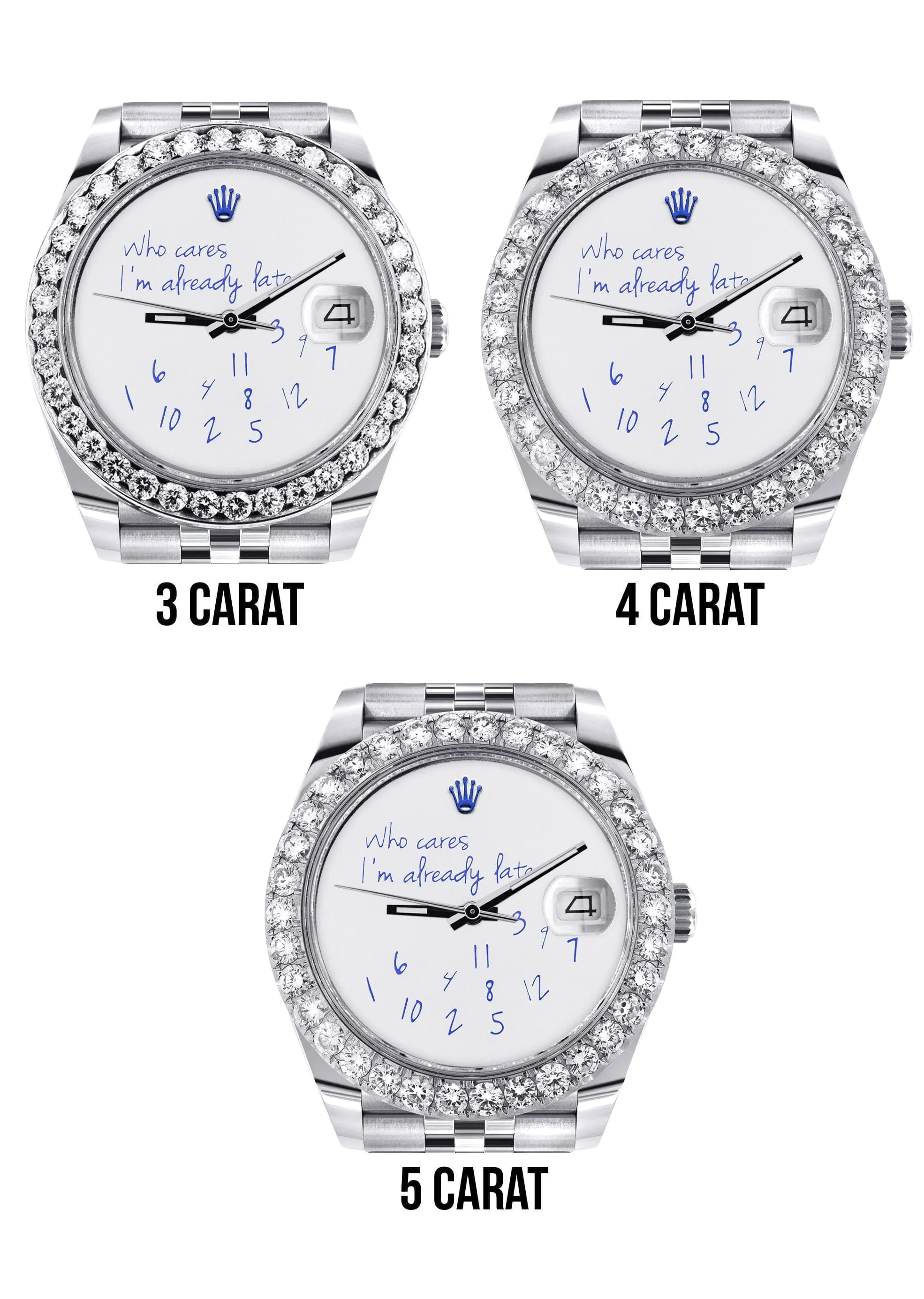 RLX Date just II Watch | 41 MM | "Who Cares I'm Already Late" Custom Dial | Jubilee Band