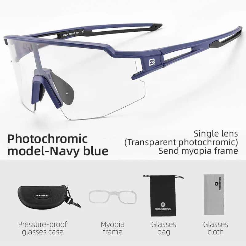 ROCKBROS Half Frame Photochromic Sports Sunglasses Cycling Glasses UV400