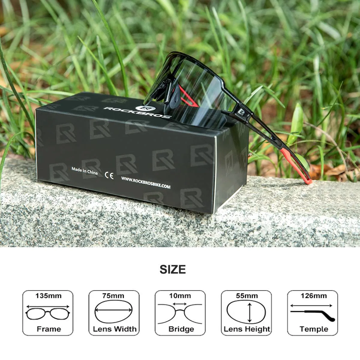 ROCKBROS Half Frame Photochromic Sports Sunglasses Cycling Glasses UV400