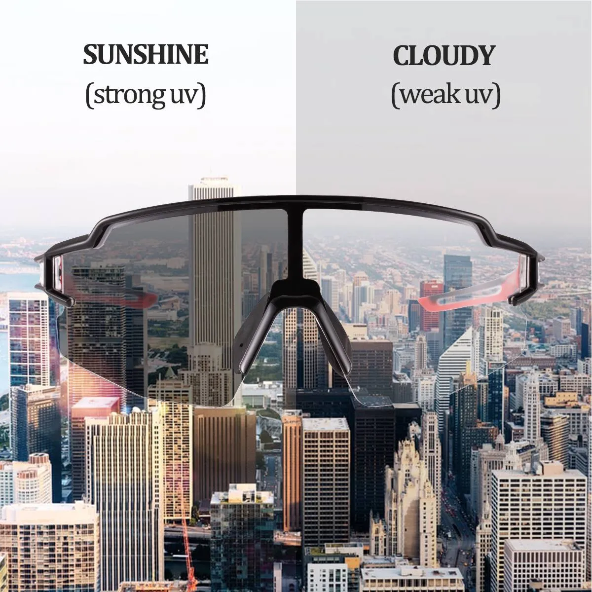 ROCKBROS Half Frame Photochromic Sports Sunglasses Cycling Glasses UV400