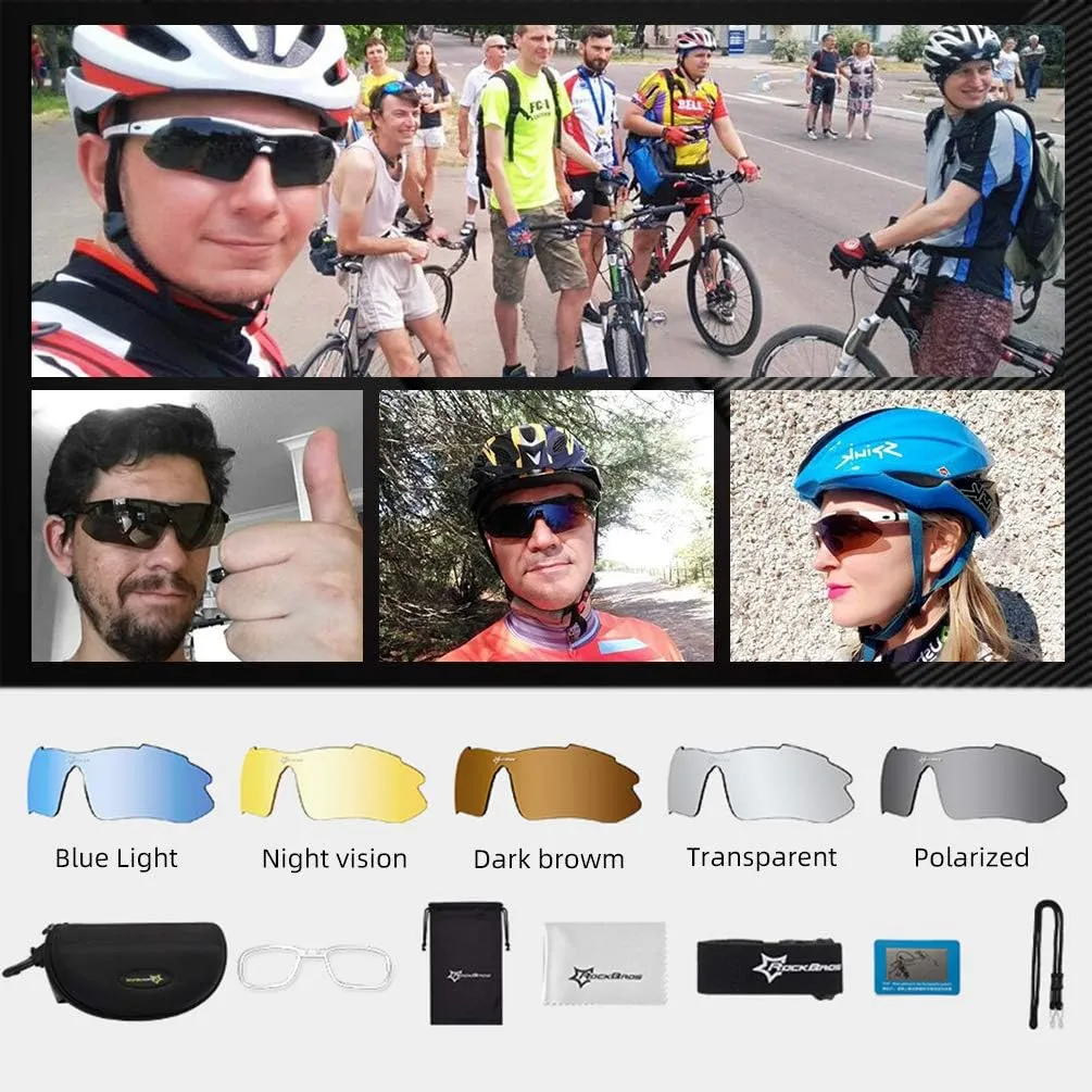 ROCKBROS-Slim Polarised Sports Sunglasses With 4 Interchangeable Lens
