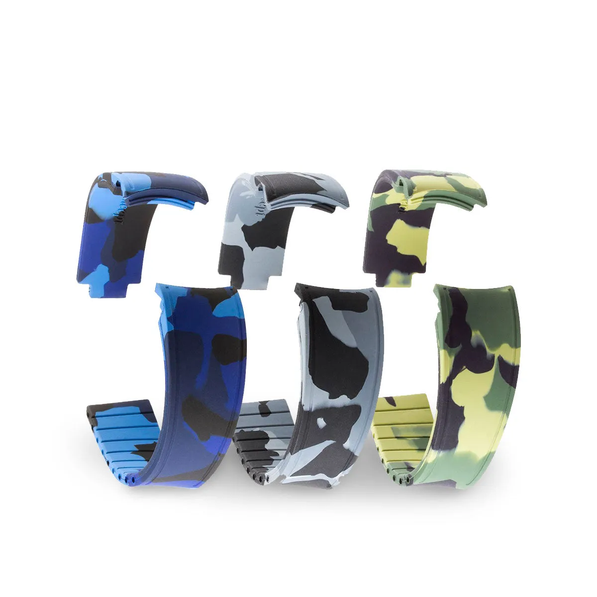 Rolex – Bracelet montre caoutchouc R Strap - Rubber camo (gris, bleu, vert)