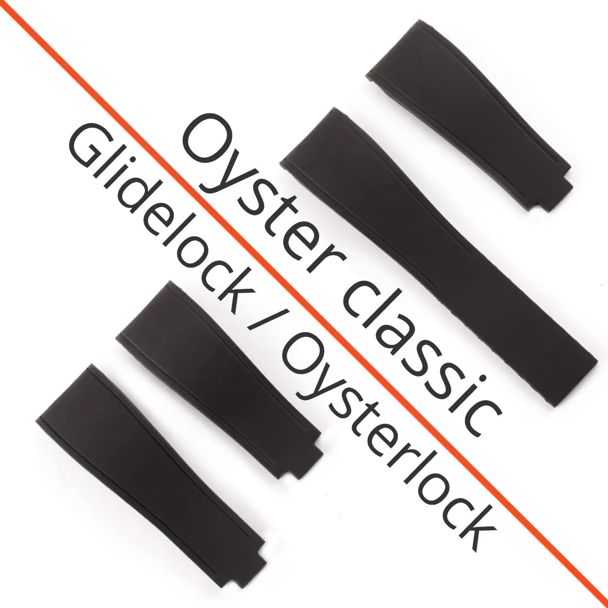 Rolex – Bracelet-montre caoutchouc R Strap – Rubber (noir, marron, gris, bleu, rouge, blanc, orange, kaki, blanc)