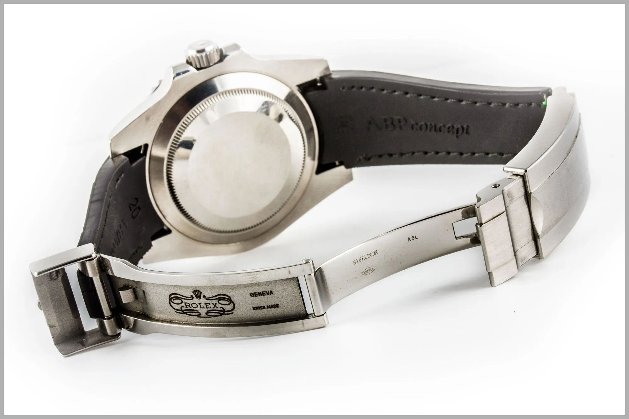 Rolex – Bracelet-montre cuir fluorescent R Strap – Alligator noir / vert