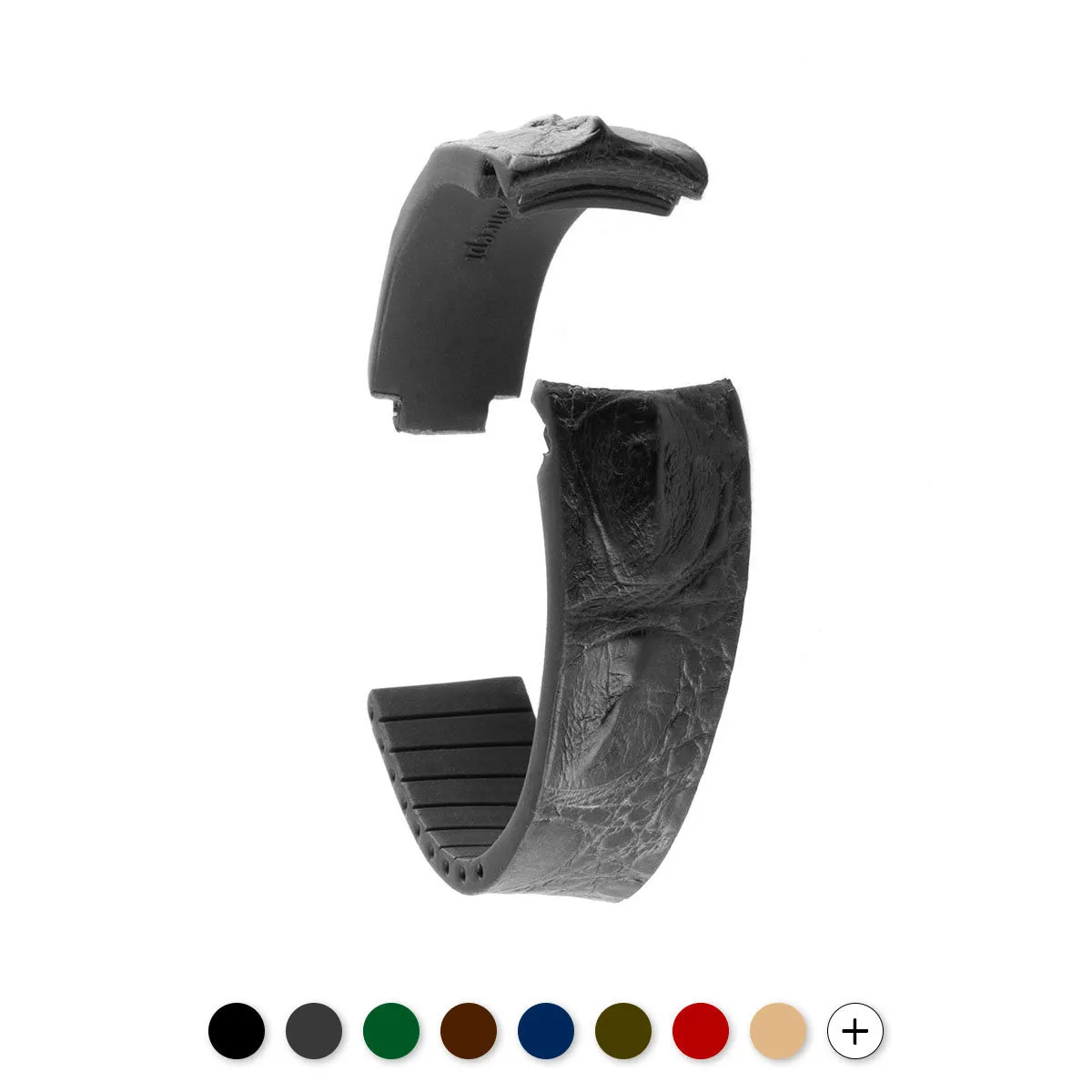 Rolex – Bracelet montre cuir R Strap – Alligator corné (noir, marron, bleu, gris, rouge, vert...)