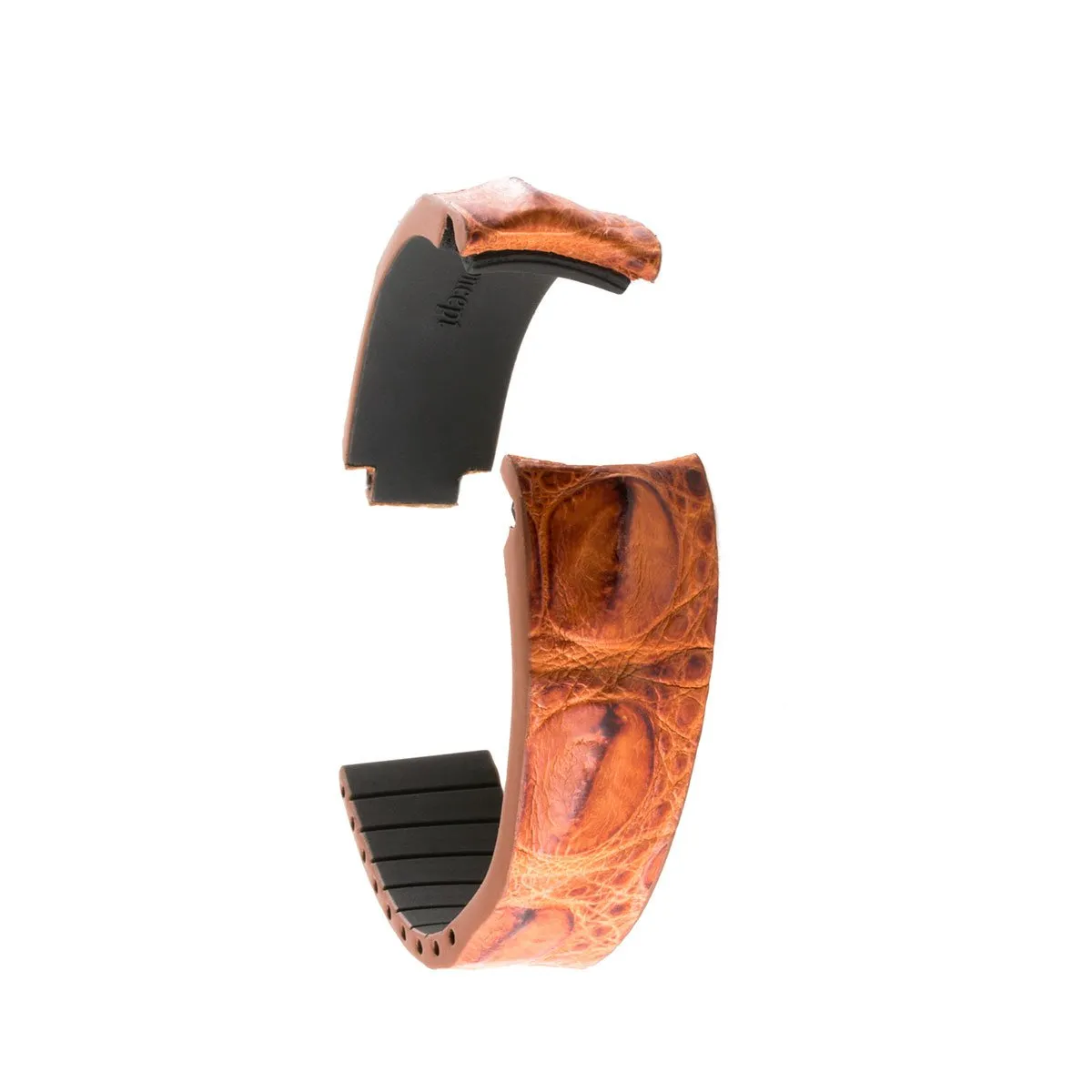 Rolex – Bracelet montre cuir R Strap – Alligator corné (noir, marron, bleu, gris, rouge, vert...)