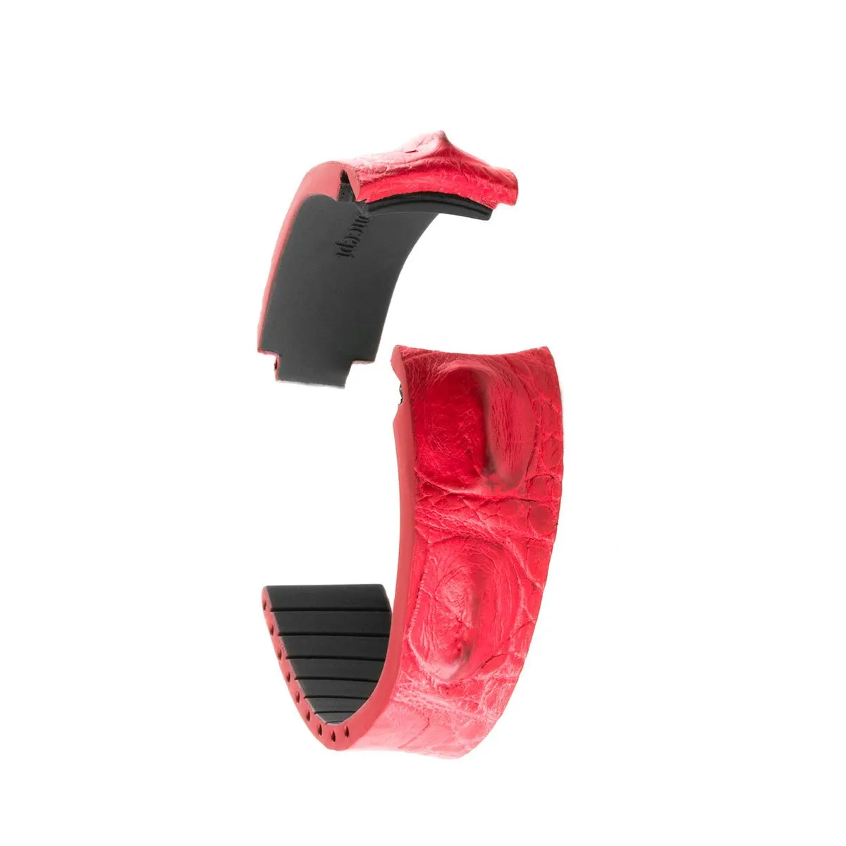 Rolex – Bracelet montre cuir R Strap – Alligator corné (noir, marron, bleu, gris, rouge, vert...)
