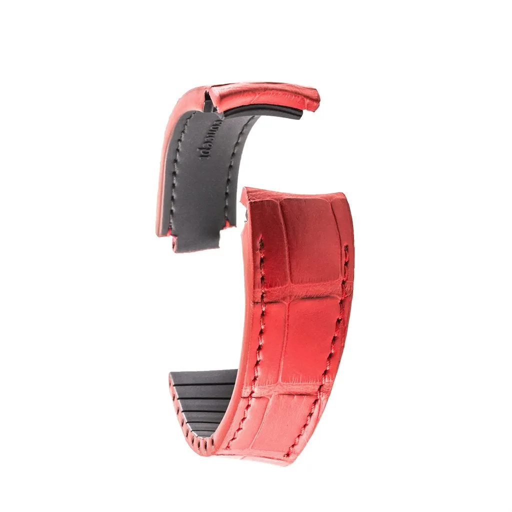 Rolex – Bracelet-montre cuir R Strap – Alligator (noir, gris, marron, bleu, miel, rouge, vert, rose)
