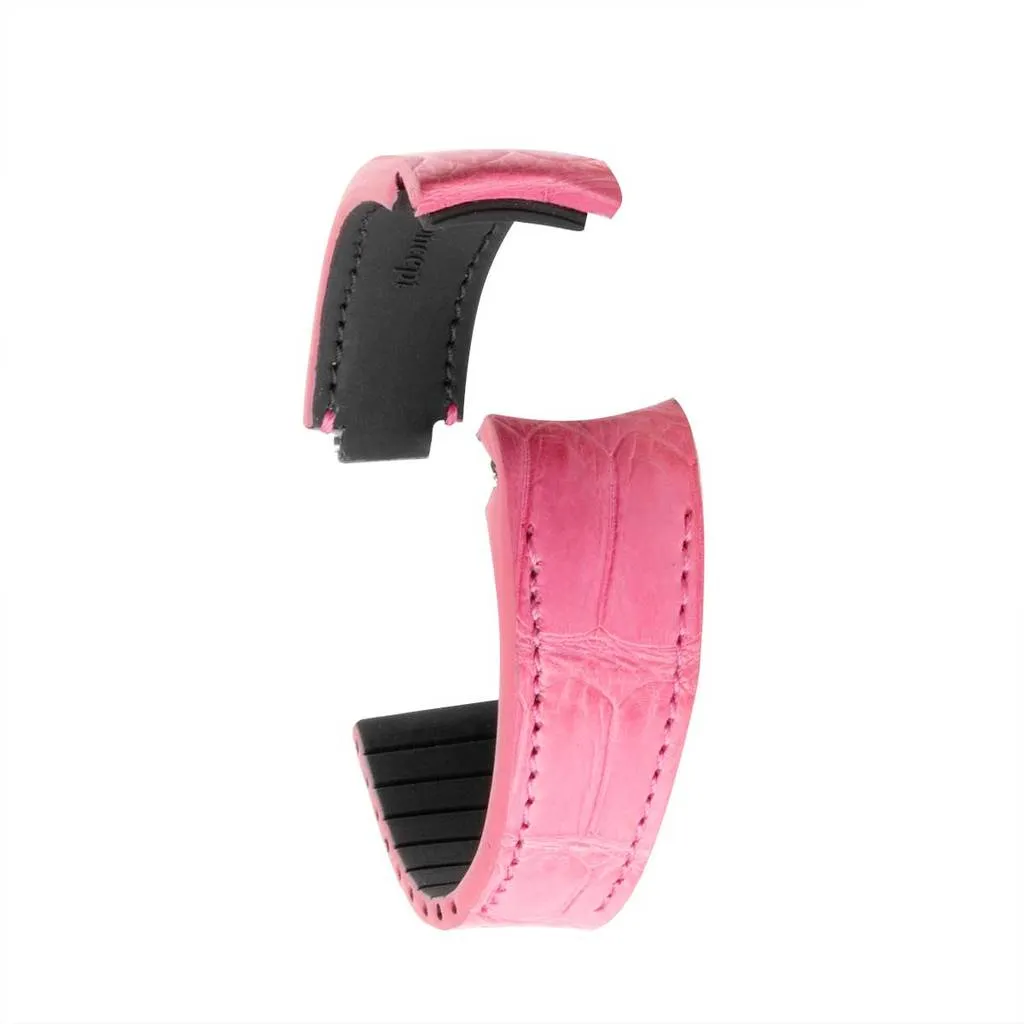 Rolex – Bracelet-montre cuir R Strap – Alligator (noir, gris, marron, bleu, miel, rouge, vert, rose)