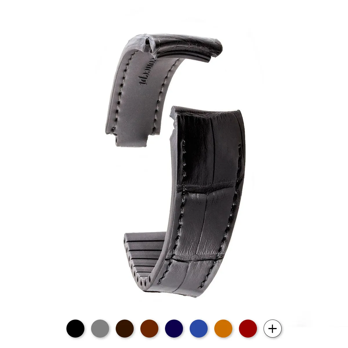 Rolex – Bracelet-montre cuir R Strap – Alligator (noir, gris, marron, bleu, miel, rouge, vert, rose)