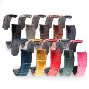 Rolex – Bracelet-montre cuir R Strap – Alligator (noir, gris, marron, bleu, miel, rouge, vert, rose)