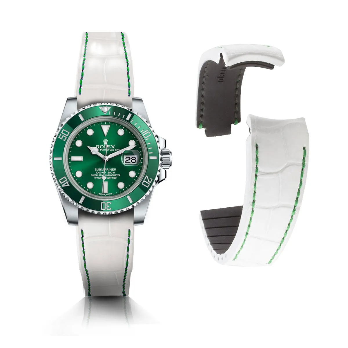 Rolex – Bracelet-montre cuir R Strap "Special Editions" – Alligator noir, marron, bleu, rouge...