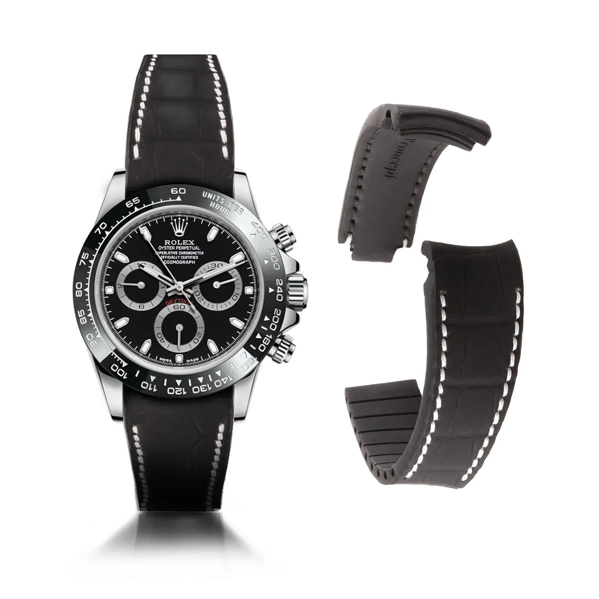 Rolex – Bracelet-montre cuir R Strap "Special Editions" – Alligator noir, marron, bleu, rouge...
