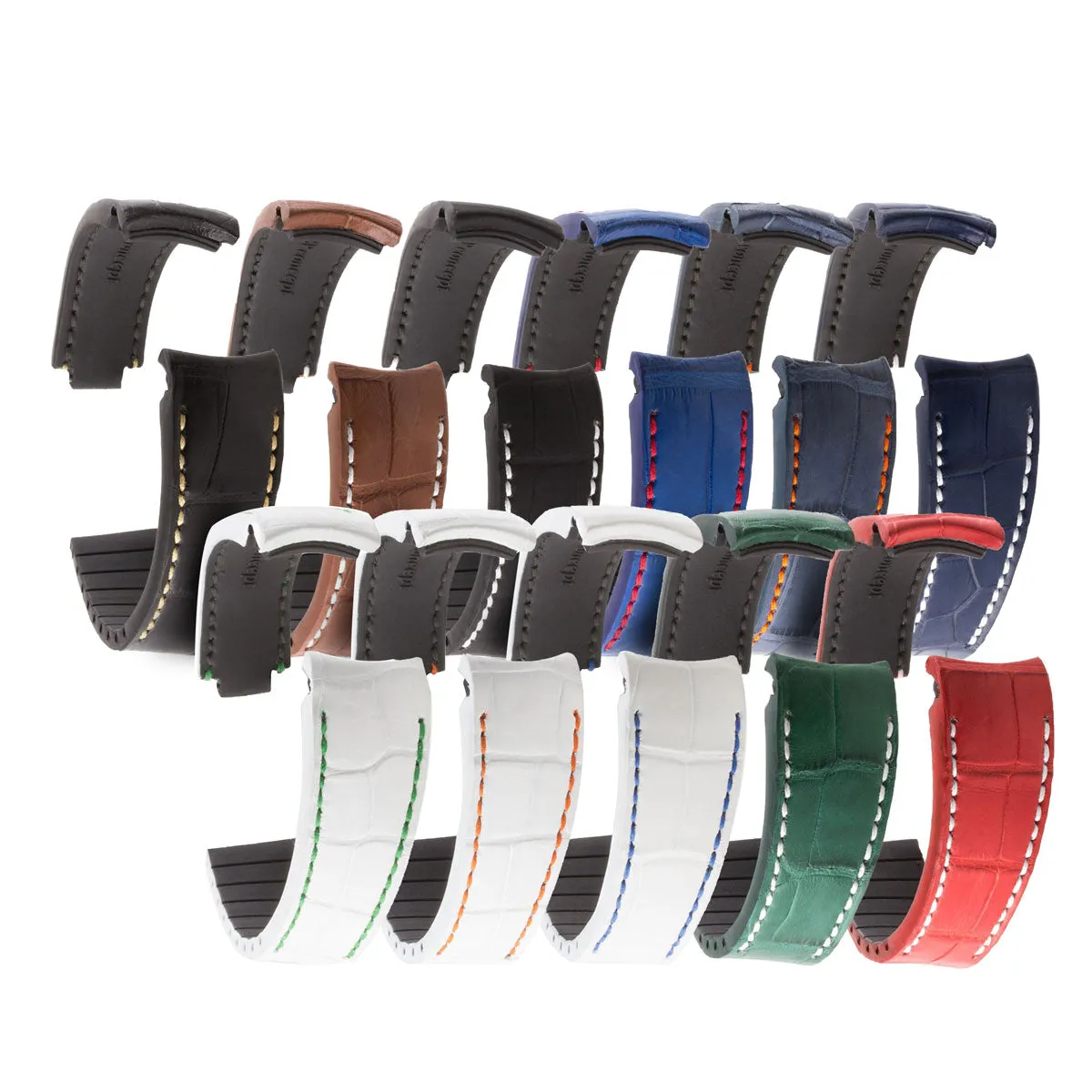 Rolex – Bracelet-montre cuir R Strap "Special Editions" – Alligator noir, marron, bleu, rouge...