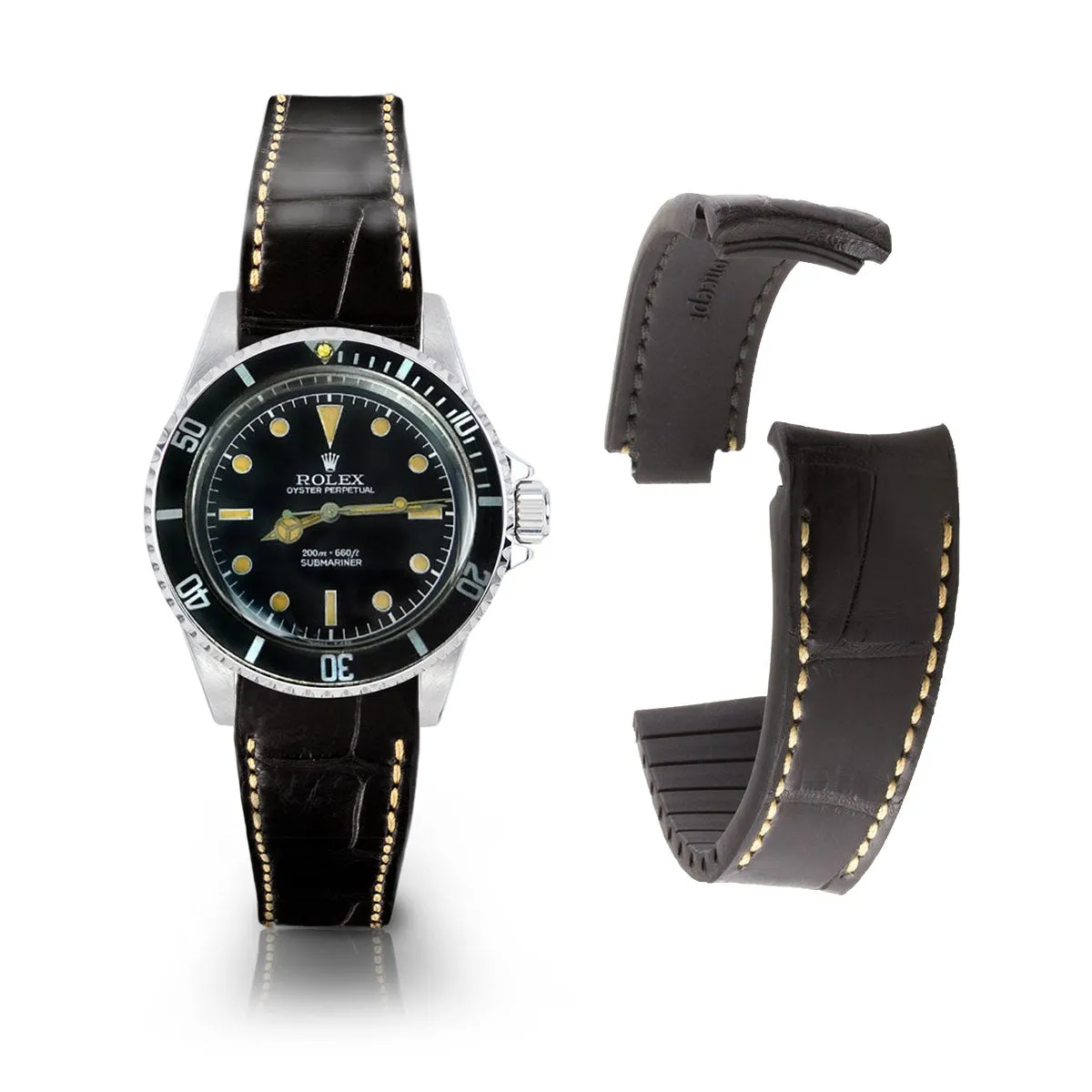 Rolex – Bracelet-montre cuir R Strap "Special Editions" – Alligator noir, marron, bleu, rouge...