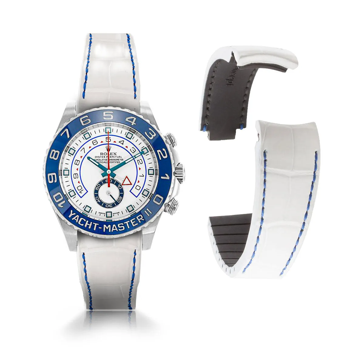 Rolex – Bracelet-montre cuir R Strap "Special Editions" – Alligator noir, marron, bleu, rouge...