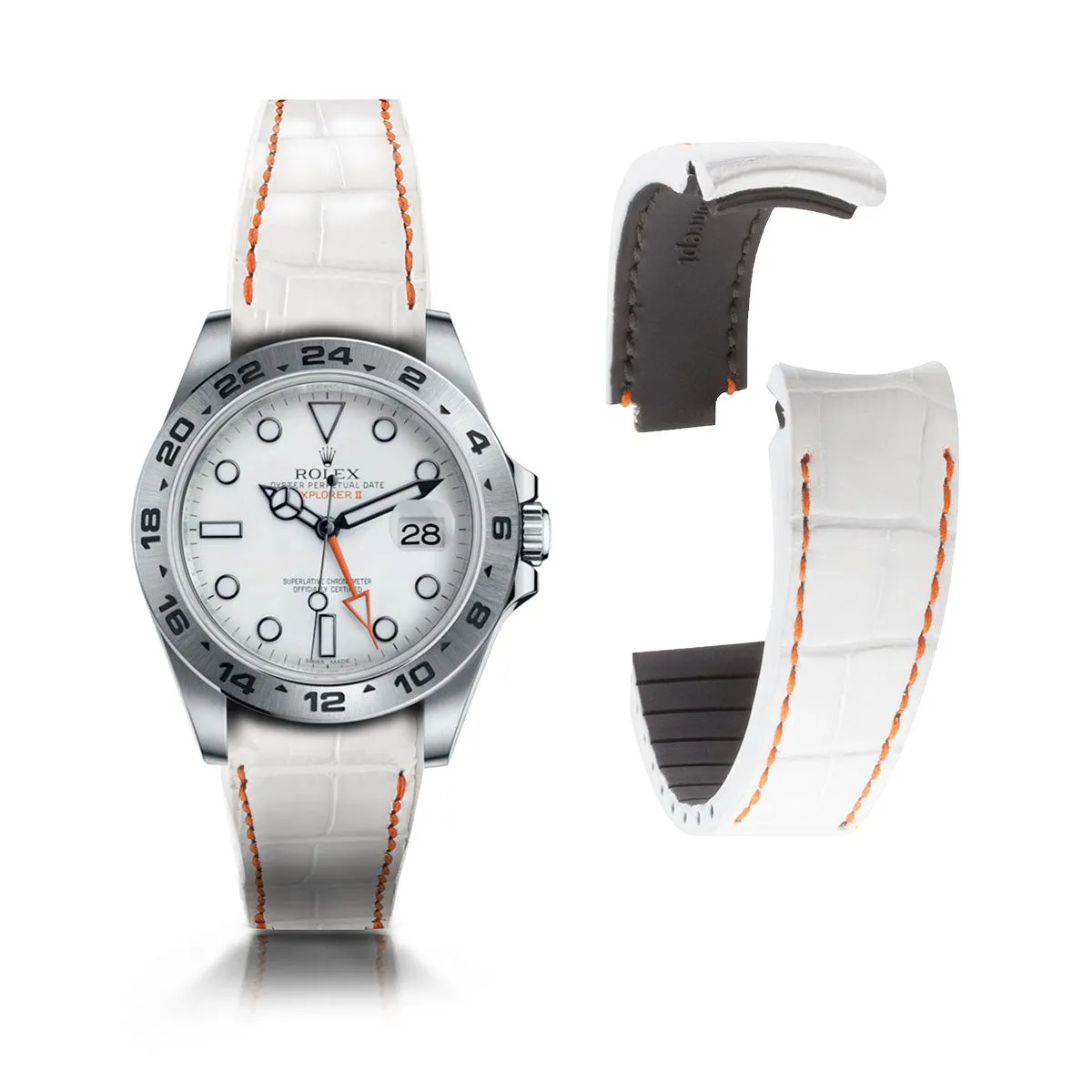 Rolex – Bracelet-montre cuir R Strap "Special Editions" – Alligator noir, marron, bleu, rouge...