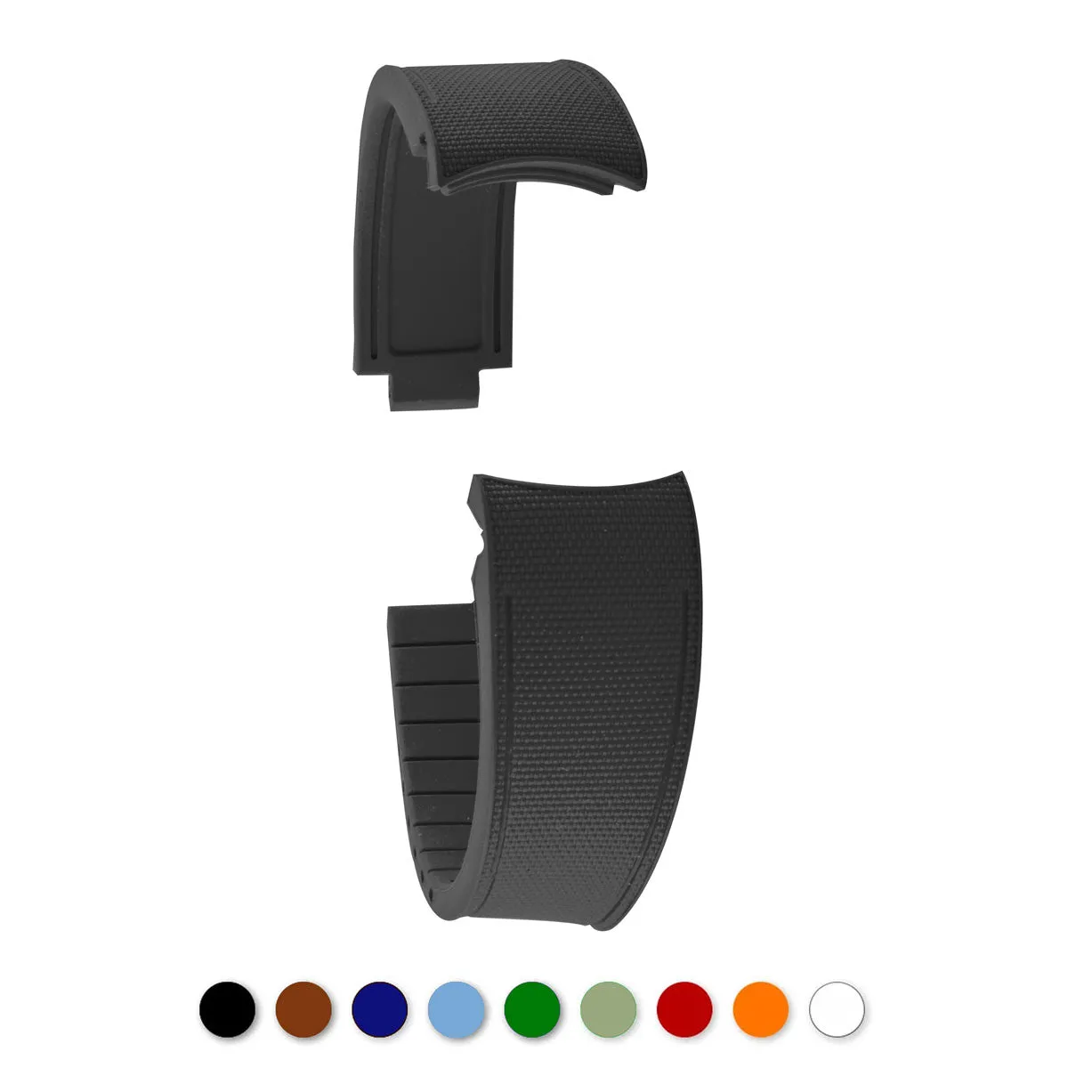 Rolex – Bracelet-montre R Strap caoutchouc premium - Motif cordura – Rubber (noir, marron, gris, bleu, rouge, blanc, orange, kaki, blanc)