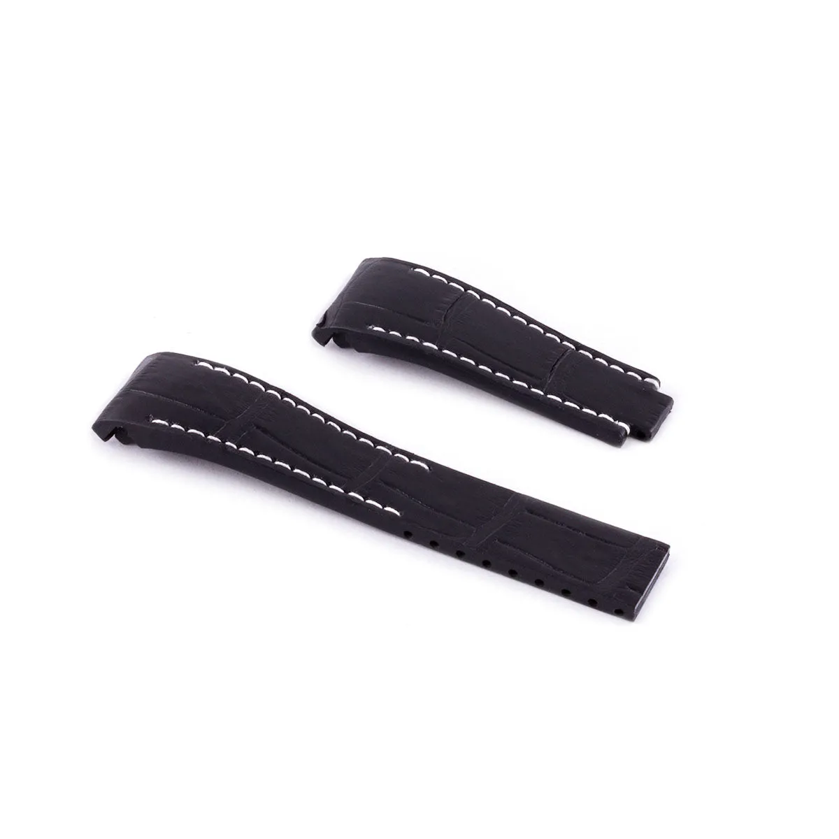 Rolex – Bracelet pour montre cuir R Strap  – Alligator noir contrasté (bleu, marron, gris, vert...)