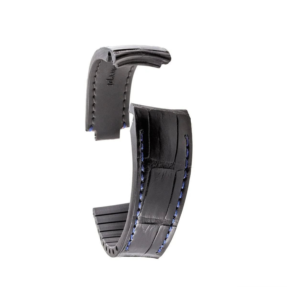 Rolex – Bracelet pour montre cuir R Strap  – Alligator noir contrasté (bleu, marron, gris, vert...)