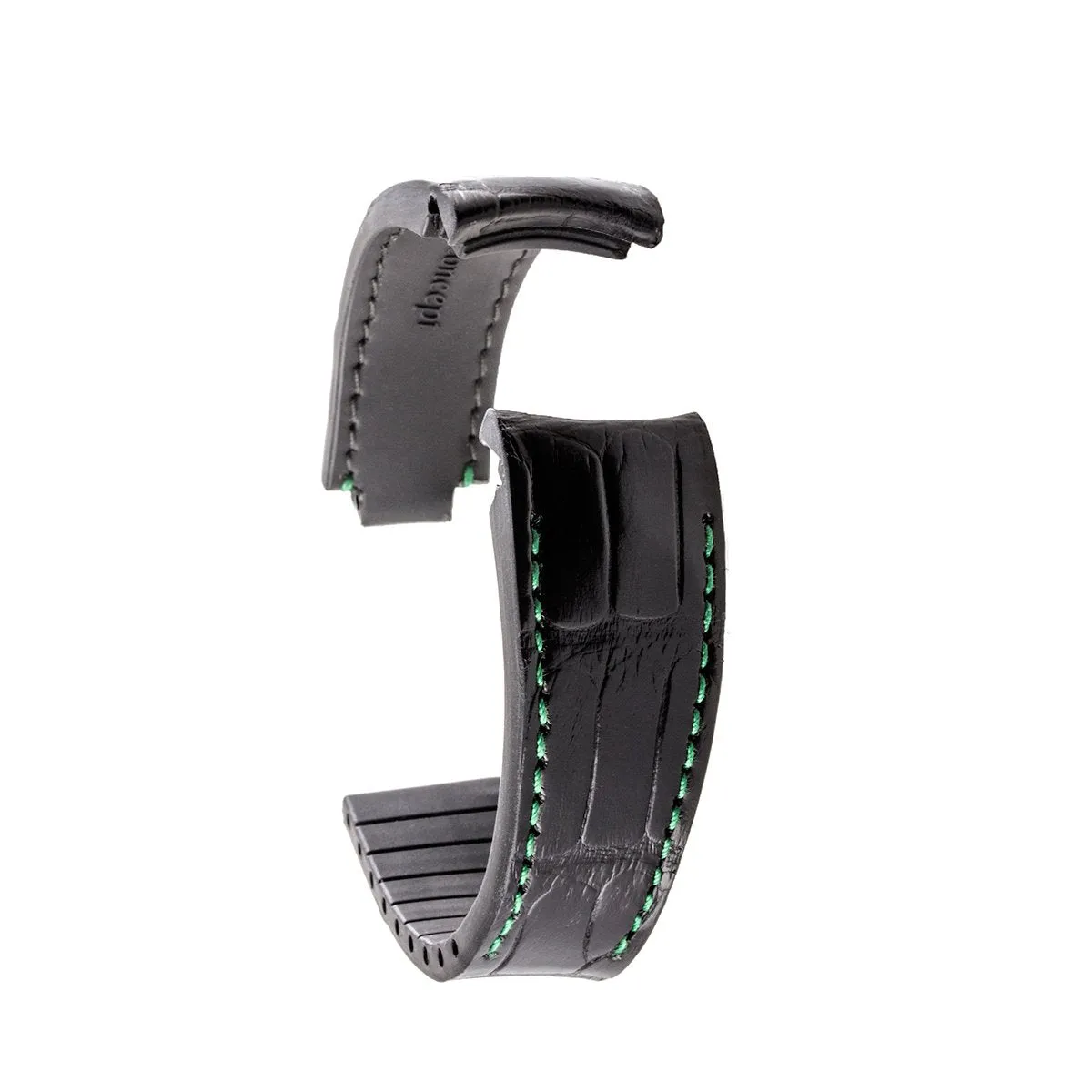 Rolex – Bracelet pour montre cuir R Strap  – Alligator noir contrasté (bleu, marron, gris, vert...)