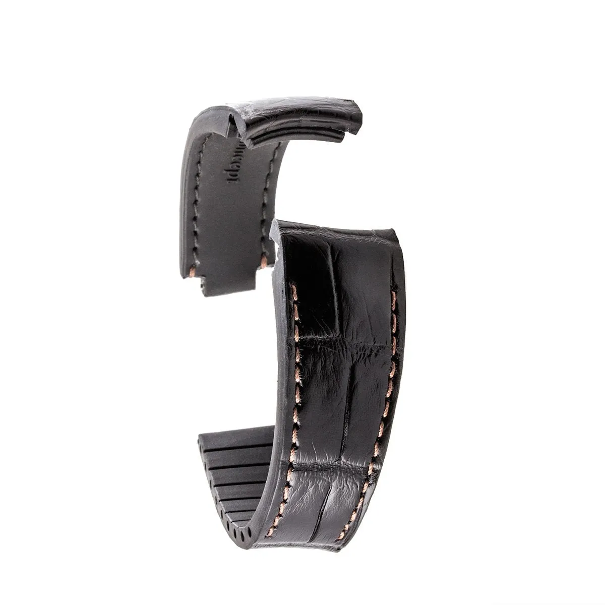 Rolex – Bracelet pour montre cuir R Strap  – Alligator noir contrasté (bleu, marron, gris, vert...)