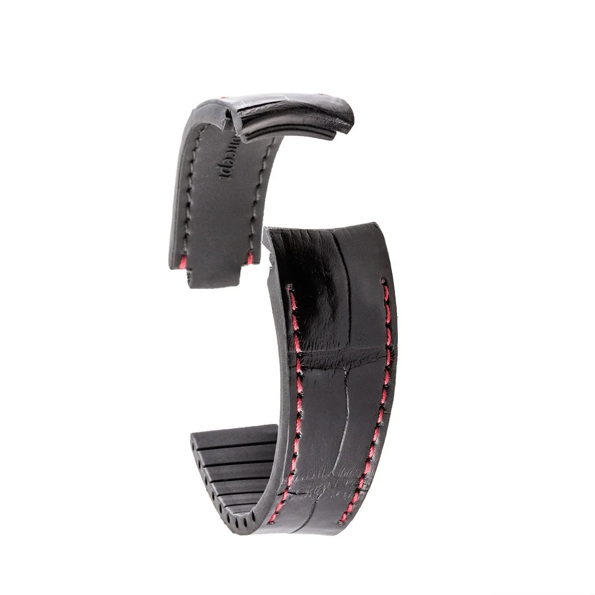 Rolex – Bracelet pour montre cuir R Strap  – Alligator noir contrasté (bleu, marron, gris, vert...)