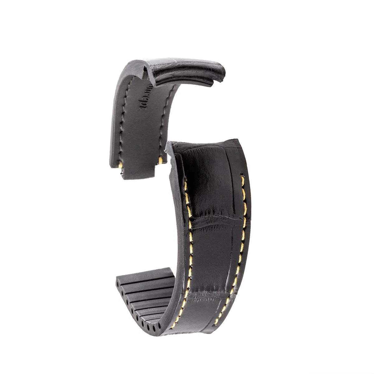 Rolex – Bracelet pour montre cuir R Strap  – Alligator noir contrasté (bleu, marron, gris, vert...)