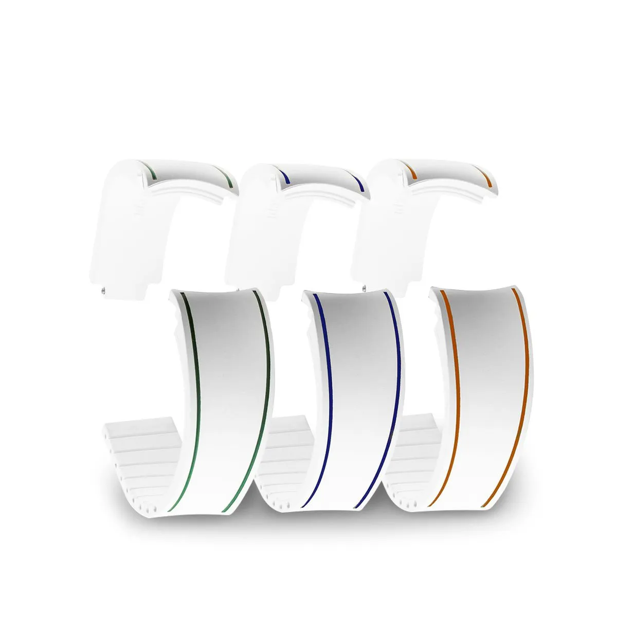 Rolex – Bracelet pour montre R Strap "Duo" – Rubber blanc contrasté (rouge, bleu, vert)