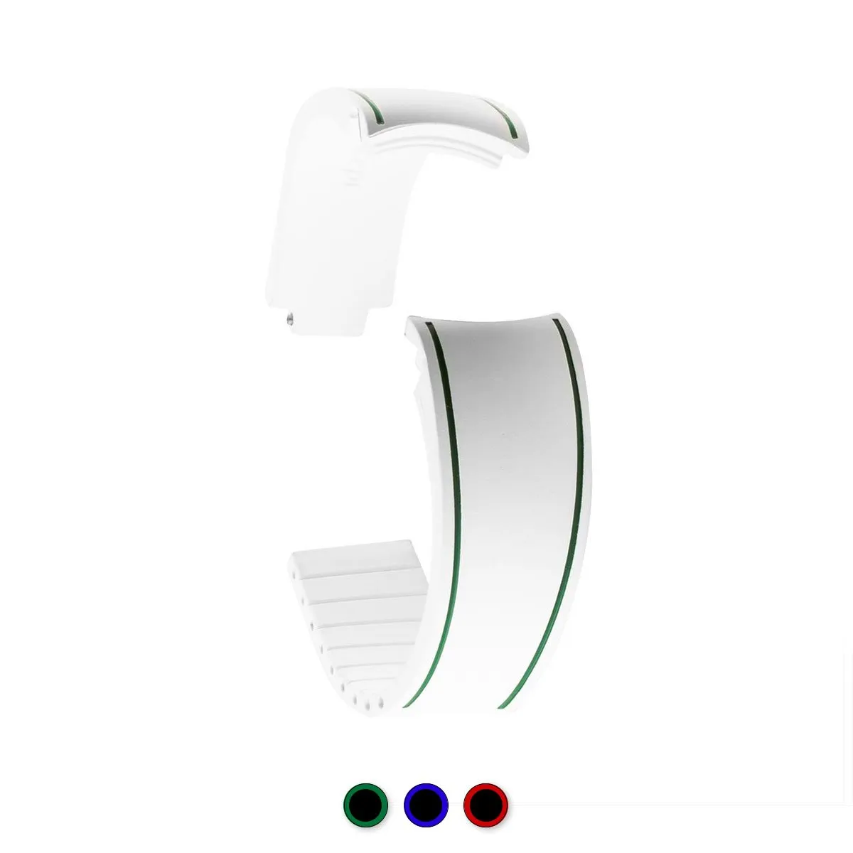 Rolex – Bracelet pour montre R Strap "Duo" – Rubber blanc contrasté (rouge, bleu, vert)