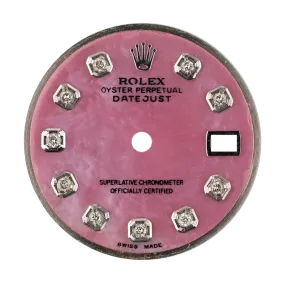 Rolex DateJust 26mm Pink Mother of Pearl/Diamond Hour Markers Custom Dial