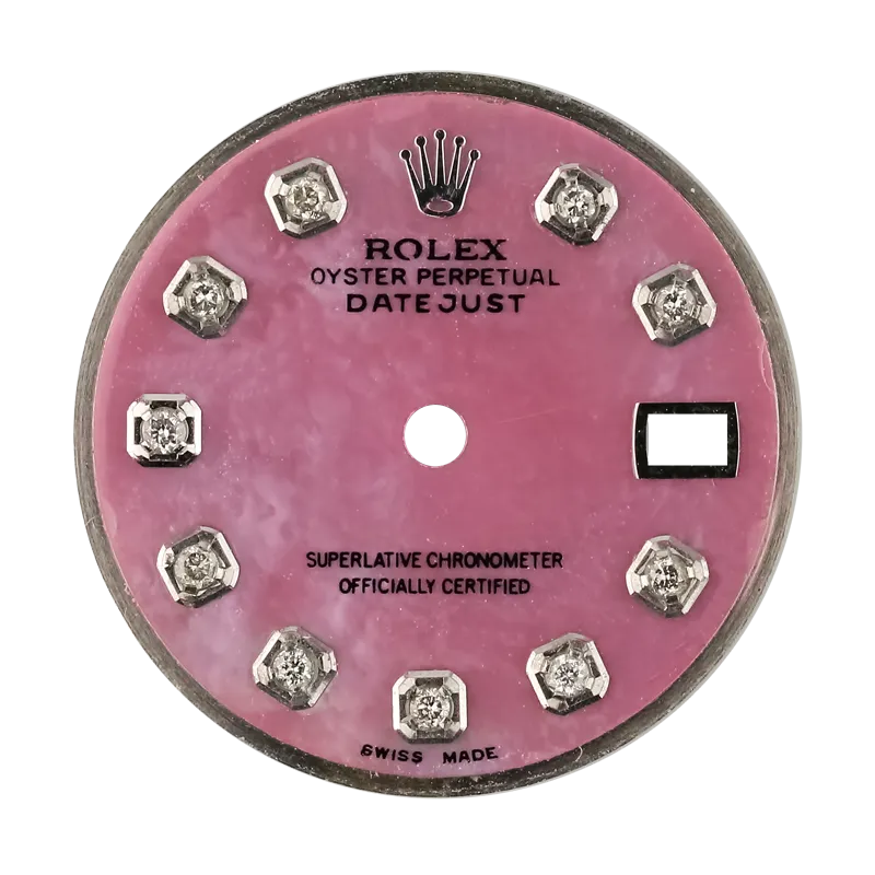 Rolex DateJust 26mm Pink Mother of Pearl/Diamond Hour Markers Custom Dial