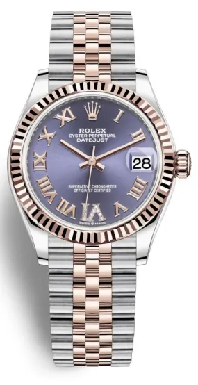 Rolex Datejust 31 Aubergine Diamond Dial Automatic Ladies Steel and 18kt Everose Gold Jubilee Watch 278271AURDJ