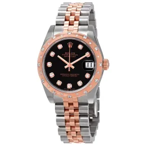 Rolex Datejust 31 Black Diamond Dial Ladies Steel and 18kt Everose Gold Jubilee Watch 178341BKDJ
