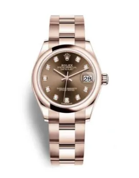 Rolex Datejust 31 Chocolate Diamond Dial Ladies 18 ct Everose Gold Oyster Watch 278245CHDO