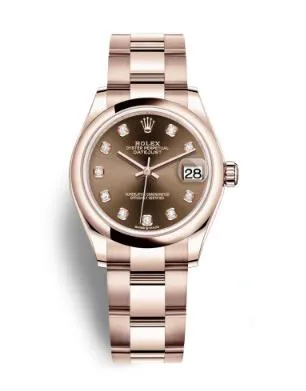 Rolex Datejust 31 Chocolate Diamond Dial Ladies 18 ct Everose Gold Oyster Watch 278245CHDO