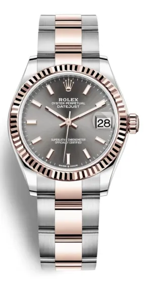 Rolex Datejust 31 Dark Rhodium Dial Automatic Ladies Steel and 18kt Everose Gold Oyster Watch 278271DRSO